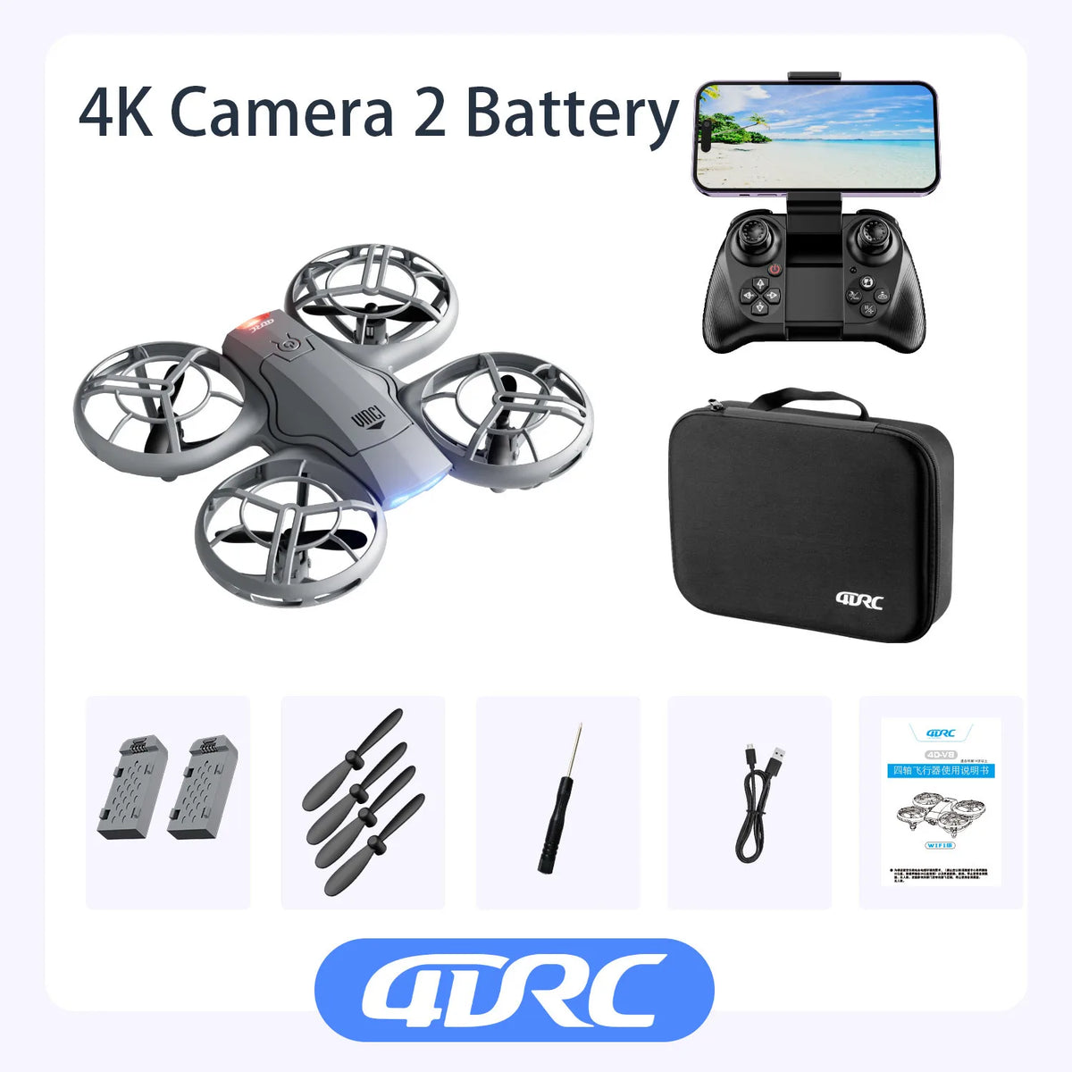 4DRC V8 Foldable FPV Drone – 4K HD Wide Angle Camera RC Quadcopter Toy